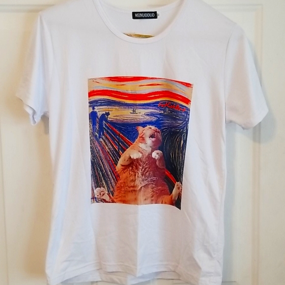 *3 FOR $15* FatCatArt Scream Parody Painting Shirt - Picture 2 of 5